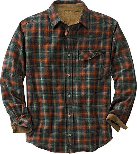 Plus Size Plaid Shirt Long Sleeve Loose Shirt in Red