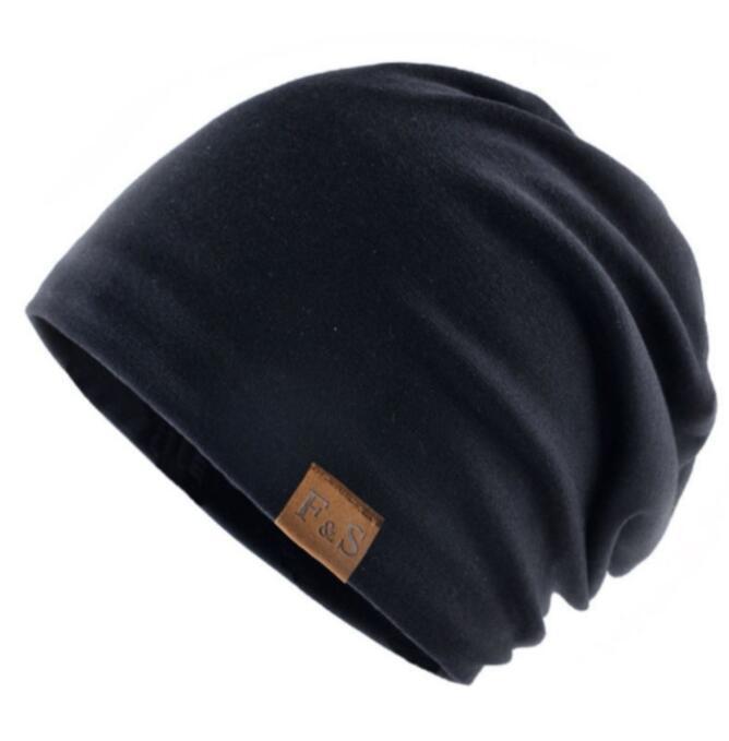 Men's Winter Leather Label Brimless Loose Hat
