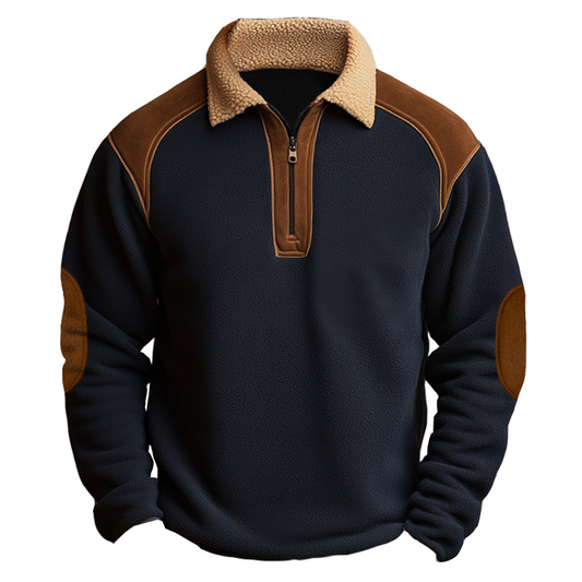 Men's Retro Fleece Quarter Zip Collar Sweatshirt Outwear
