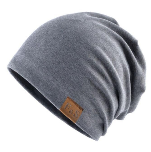 Men's Winter Leather Label Brimless Loose Hat