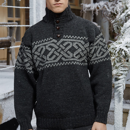 Men's Henley Celtic Troyer Christmas Sweater