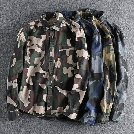 Big Pockets Cotton Men Tactical Cargo Shirt Jacket