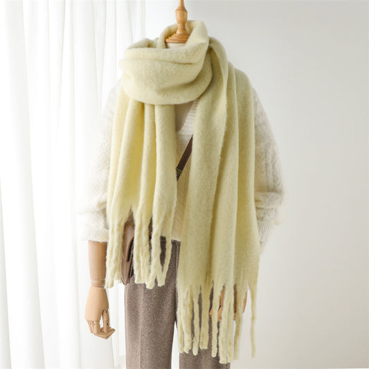 Women's Vintage Mohair Warm Extra Long Tassel Scarf