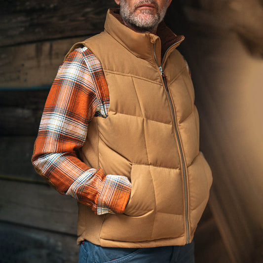 Men's Vintage Quilted Puffer Corduroy Collar Vest