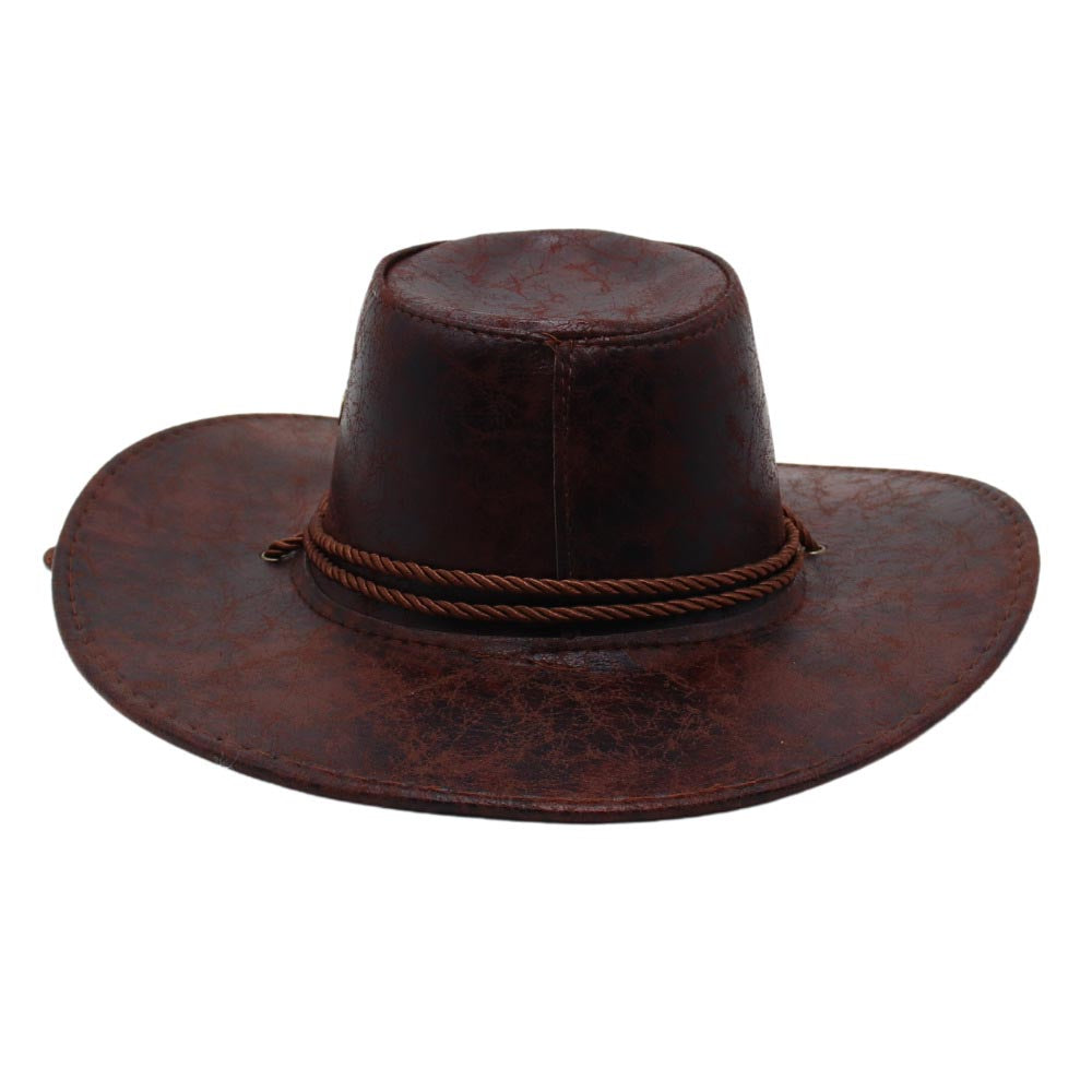 Unisex Western Cowboy Outdoor Visor Leather Hat