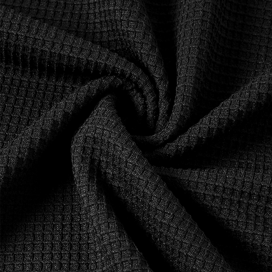 Women's Vintage Black Waffle Knit Crewneck Long Sleeve Sweatshirt