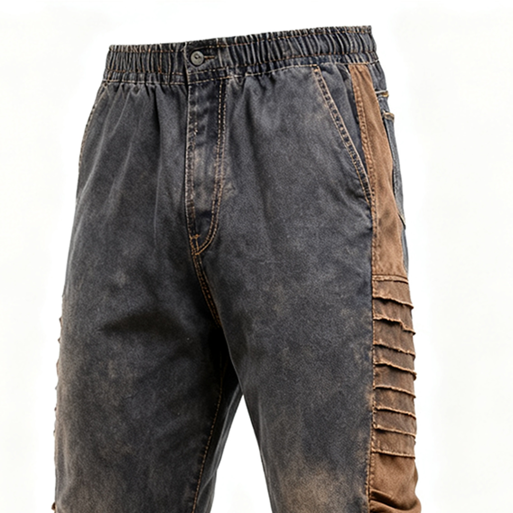 Men's Vintage-Style Denim Harlan Pants With Elastic Waistband