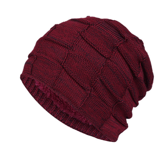 Men Vintage Warm Knitted Beanie Hat Outdoor Tactical Hat With Fleece Lining