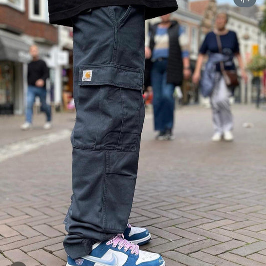 Cargo pants, large pockets, loose-fitting casual long pants, suitable for couples, city boy style.