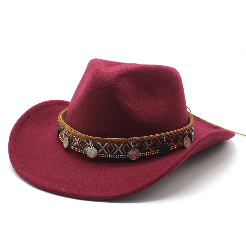 Stylish Western Cowboy Hat With Embellished Band - Perfect For Festivals And Casual Wear