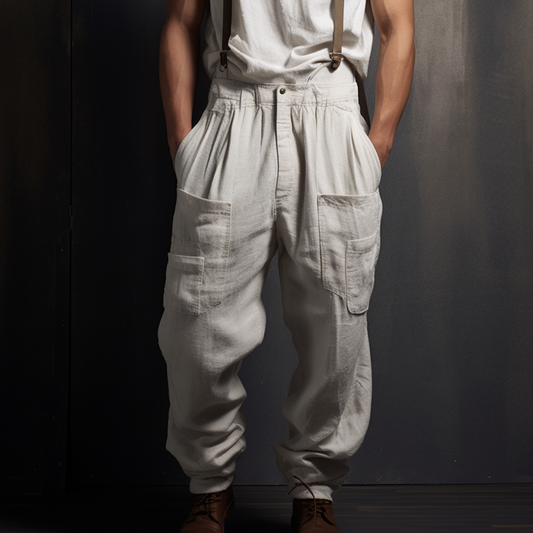 Oversized Loose Fit Linen Track Pants