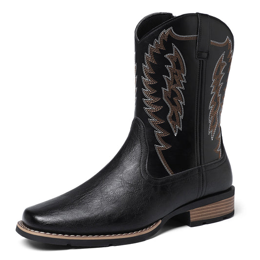 Stylish Western Cowboy Boots With Embroidered Design For Men