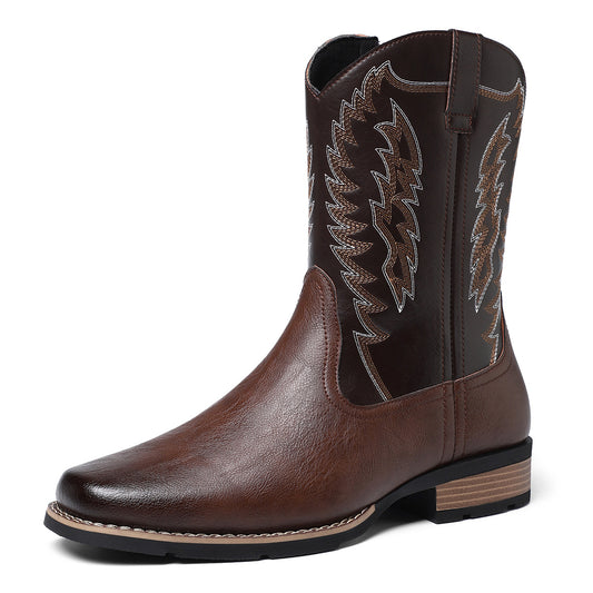 Stylish Western Cowboy Boots With Embroidered Design For Men