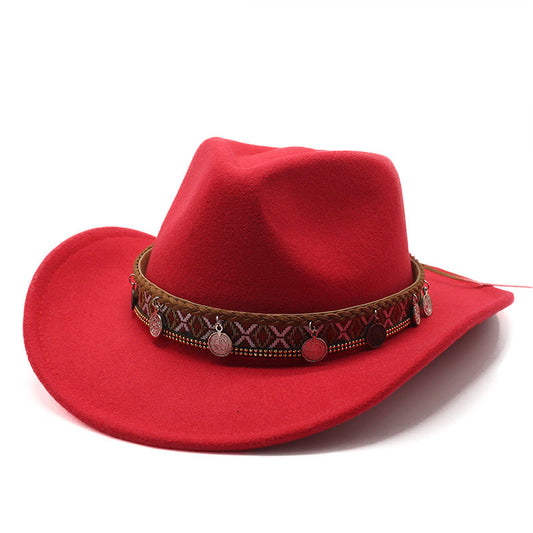 Stylish Western Cowboy Hat With Embellished Band - Perfect For Festivals And Casual Wear