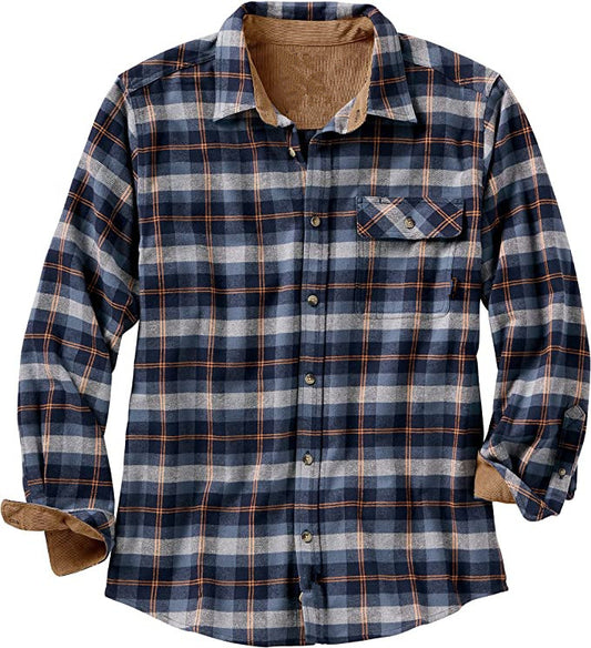 Plus Size Long Sleeve Plaid Shirt Loose Shirt in Khaki