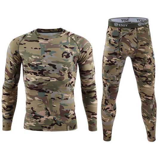 Men's Sports Camo Velvet Thermal Underwear Set