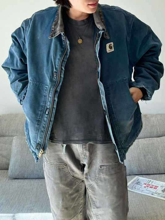 J22 Retro Thickened Cotton-padded Canvas Jacket, Loose Washed Collar Coat