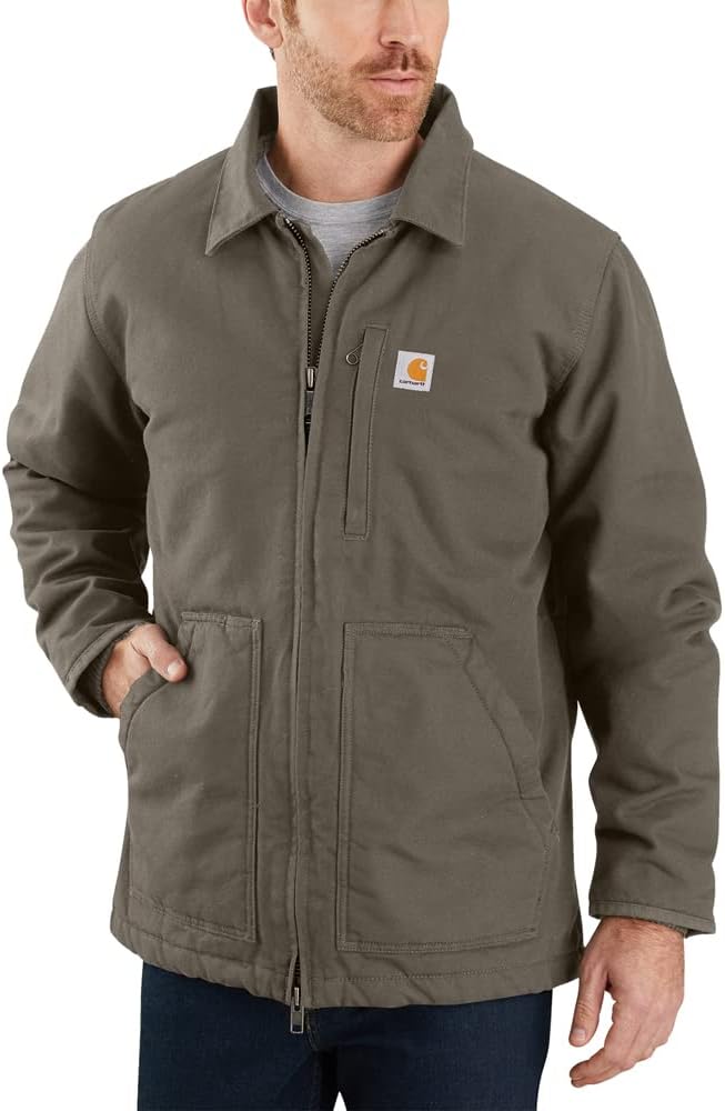 Carhartt Men's Loose Fit Washed Duck Sherpa-Lined Coat