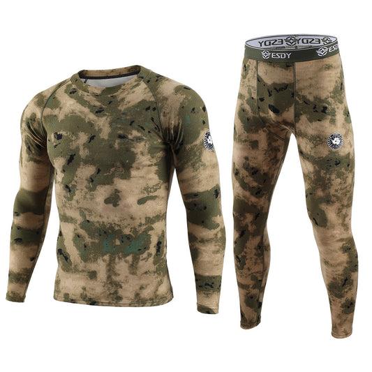 Men's Sports Camo Velvet Thermal Underwear Set