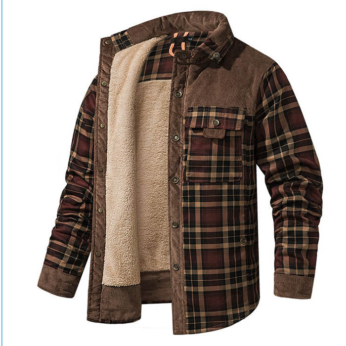 Plus Size Plaid Shirt Fleece Winter Warm Cotton Jacket