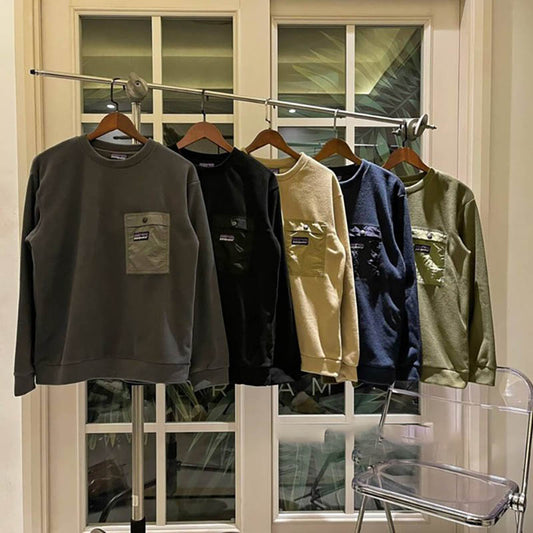 outdoor Men's R1 Air Crewneck Long Sleeves T-shirts Pocket Plush and Thickened Long Sleeves Shirts