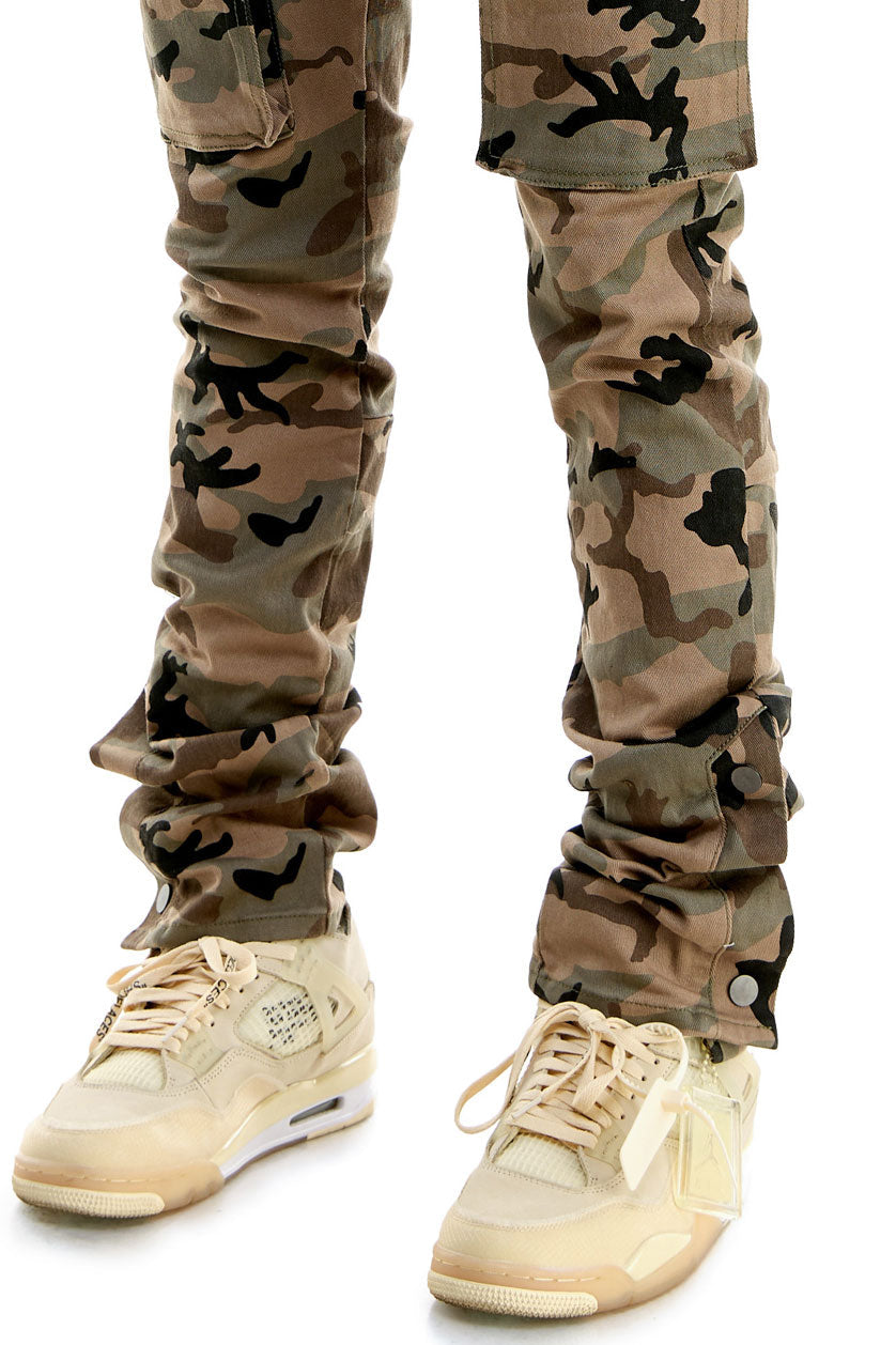 Camo Skinny Men's Stacked Pants Stretch Twill
