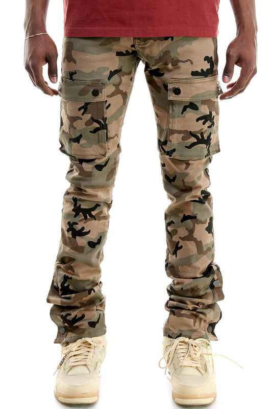 Camo Skinny Men's Stacked Pants Stretch Twill