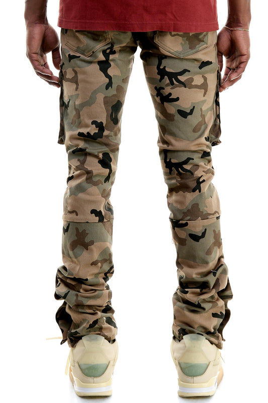 Camo Skinny Men's Stacked Pants Stretch Twill