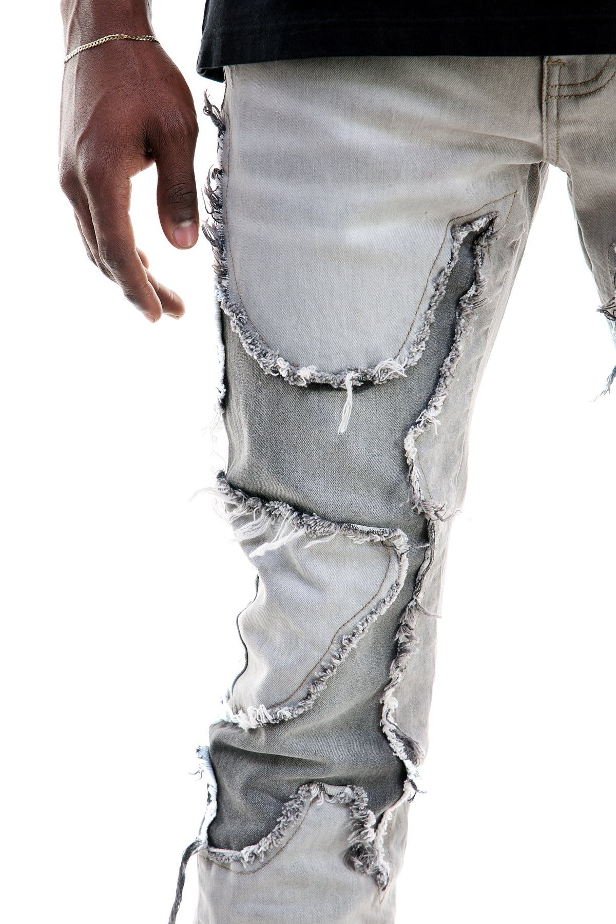 Jeans apilados delgados en blanco para hombres