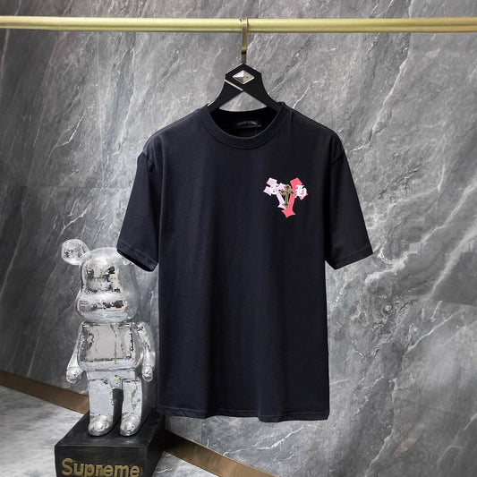 Chrome Hearts Sanskrit Rainbow Cross Foam Print Mens Cotton Oversized T Shirt