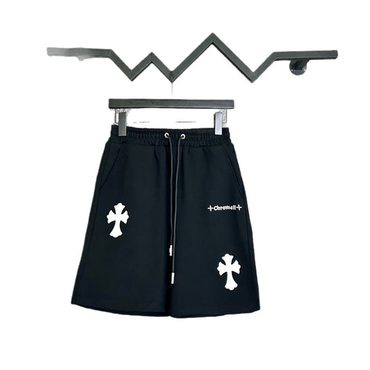 Summer New Crochet Drawstring Shorts Unisex Terry Fabric Street Fashion Original Cross