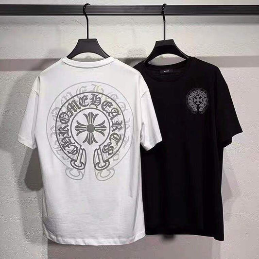 New Chrome Hearts Ghost Print T-Shirt Cotton Unisex Short Sleeve Cross Design Fashion Streetwear