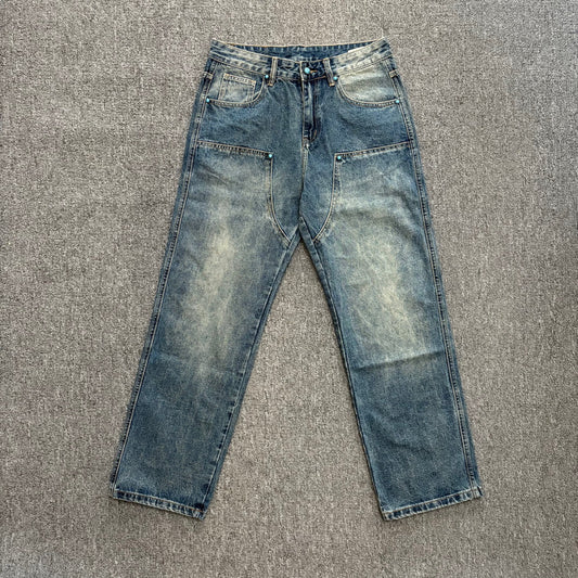 Carhartt Summer New American Street Style Washed Denim Pants Fashion Versatile High Street Loose Lazy Style Long Pants