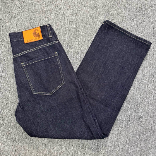 Trendy Carhartt Japanese Style Washed Straight Leg Jeans Spring Summer Casual White Denim Pants Simple and Fashionable