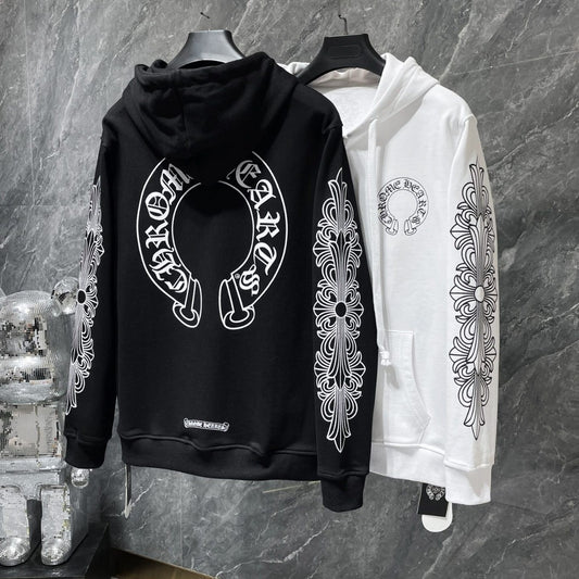 Authentic Chrome Hearts Zip Up Hooded Sweatshirt Trendy Streetwear Unisex Pullover