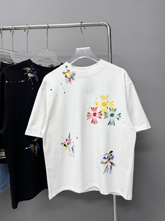 Chrome Hearts Summer Vintage Washed Short Sleeve T Shirt Unisex Heavy Distressed Tee