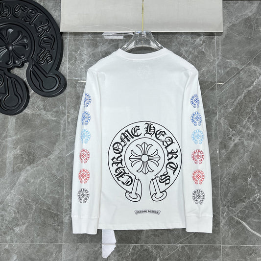 Original Washed Cotton Chrome Hearts Long Sleeve T Shirt Unisex Loose Fit Streetwear Wholesale