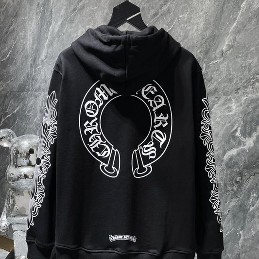 Authentic Chrome Hearts Zip Up Hooded Sweatshirt Trendy Streetwear Unisex Pullover