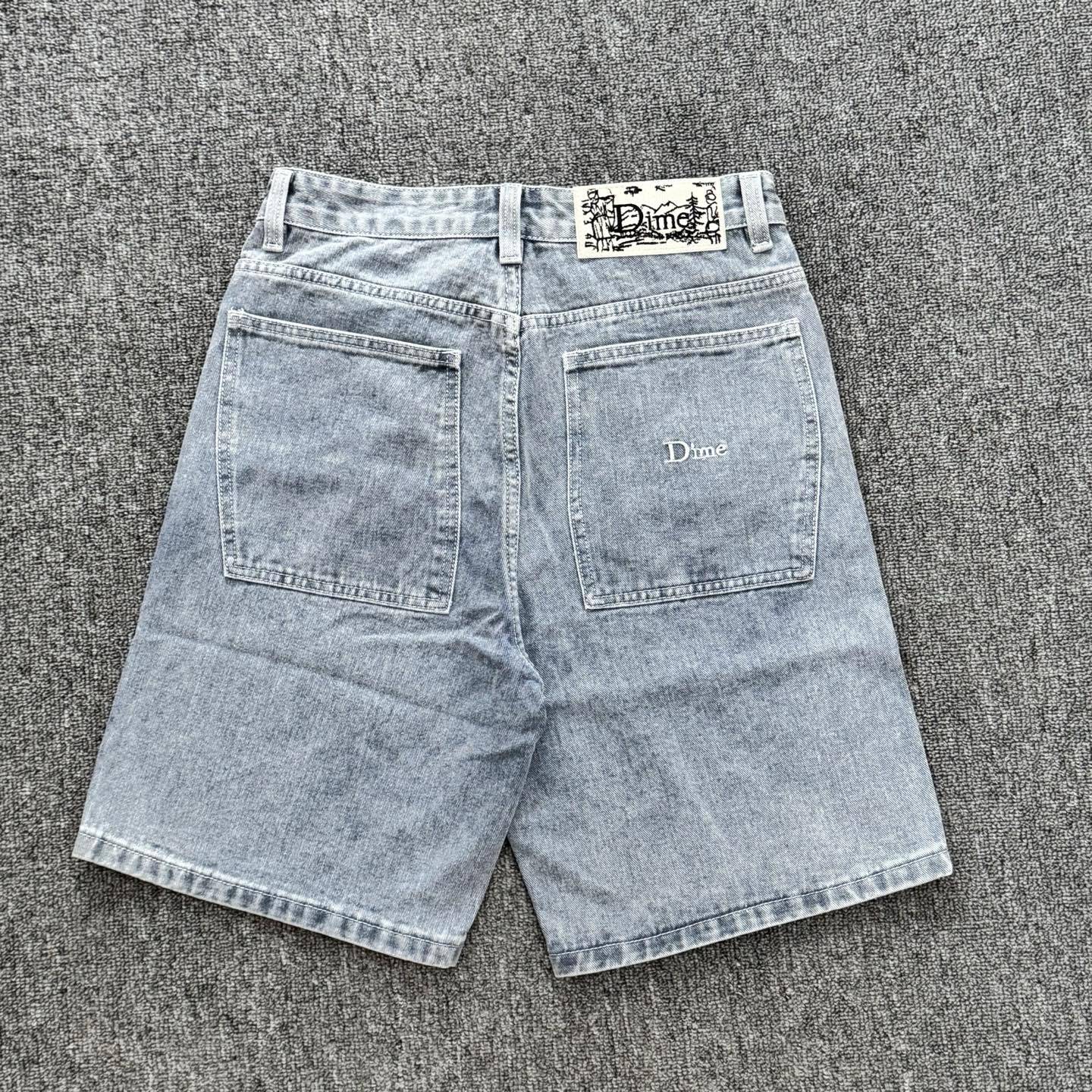 Dime Loose Straight Leg Denim Shorts Vintage American Retro Embroidery Summer Casual Mid Length