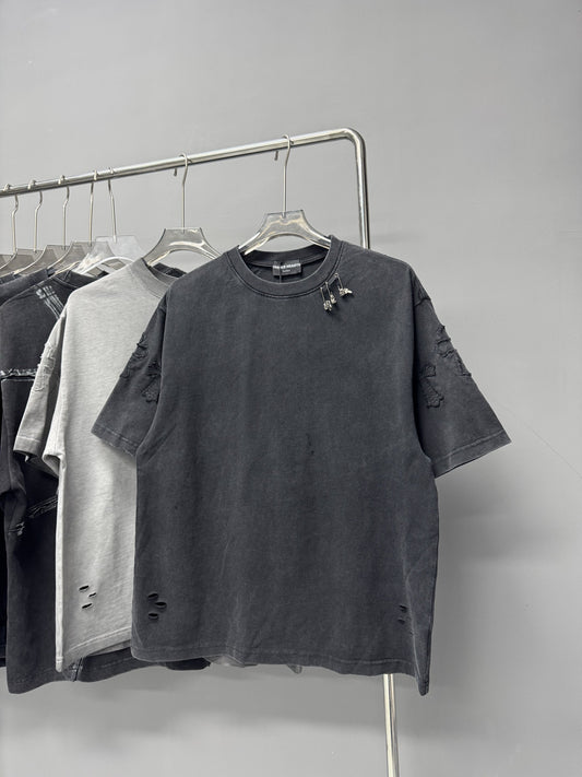 Chrome Hearts Summer New Heavy Washed Vintage Short Sleeve T Shirt Men Women Casual Tee