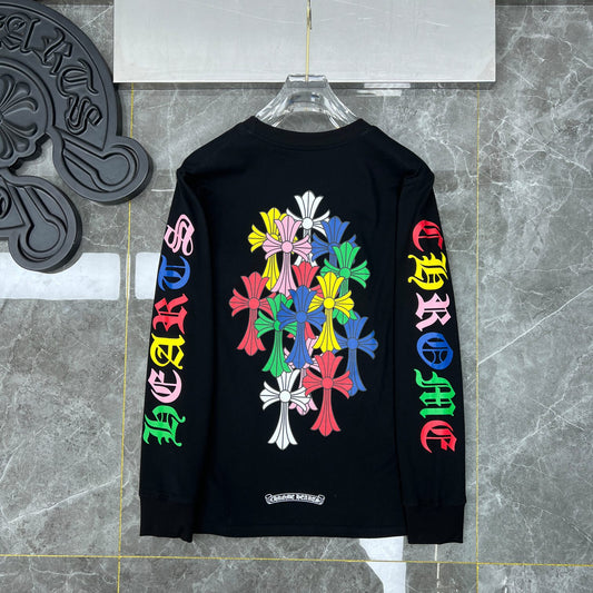 Original Washed Cotton Chrome Hearts Long Sleeve T Shirt Unisex Loose Fit Streetwear Wholesale
