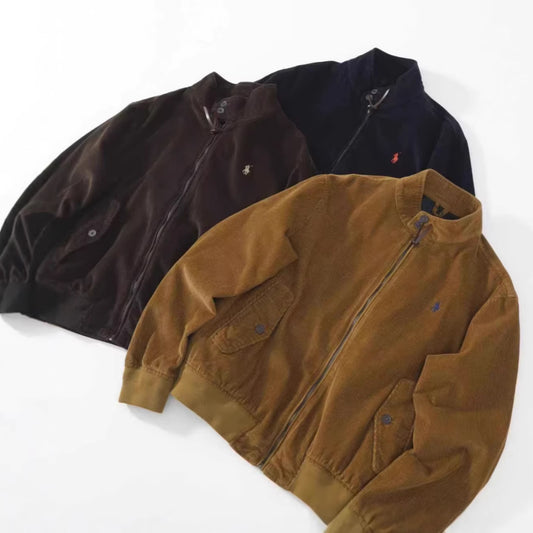 Ralph Lauren Classic Corduroy Jacket Unisex Stand Collar Vintage Style Celebrity Worn by Bai Baihe