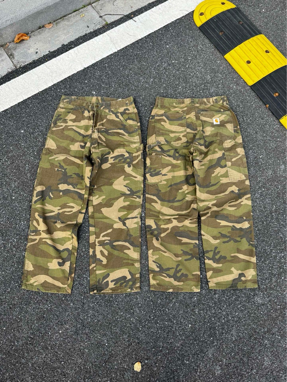 Carhartt Camo Cargo Pants Unisex Loose Fit Denim Workwear Streetwear High Street Japanese Style