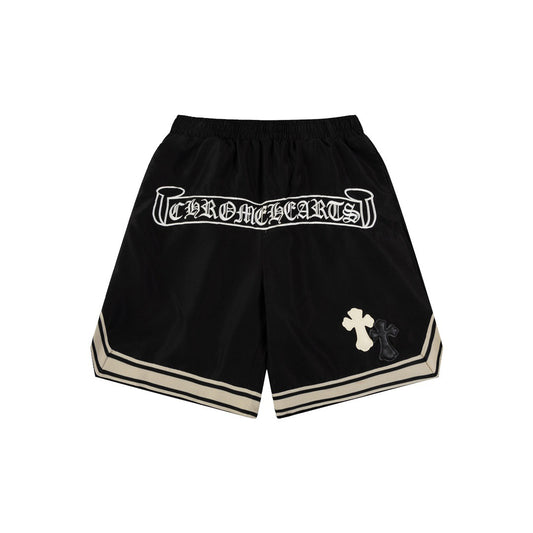 CH Summer New Cross Leather Patch Embroidered Cargo Shorts American High Street Style
