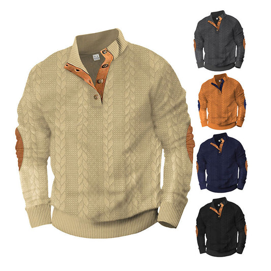 الوقوف الياقة كم طويل متماسكة نمط سترة الرجال بلوزات