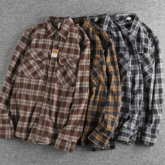 Classic Vintage Plaid Shirt Pure Cotton