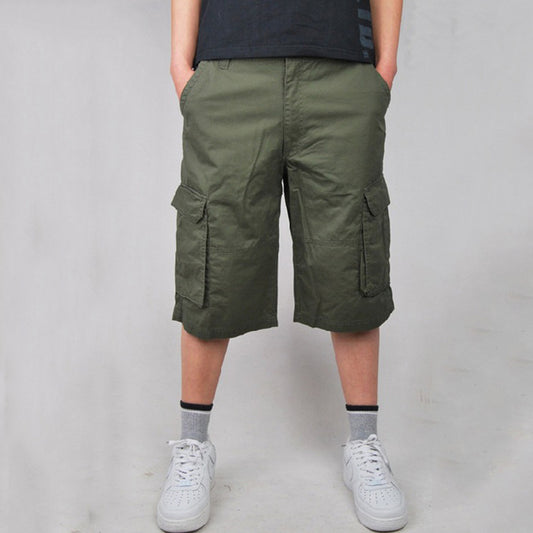 شورت رجالي كبير الحجم من القطن الخالص متعدد الجيوب للاستخدام الخارجي