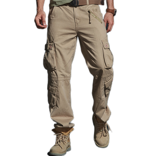 بنطال كاجوال بلون سادة متعدد الجيوب للرجال