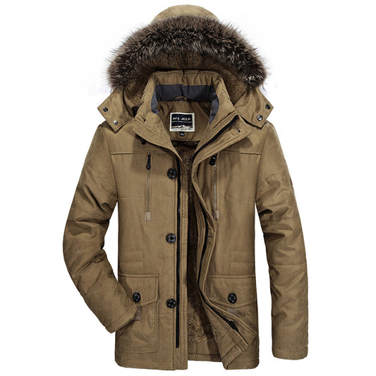 مقطع طويل بالإضافة إلى حجم معطف القطن المخملي رشاقته للرجال