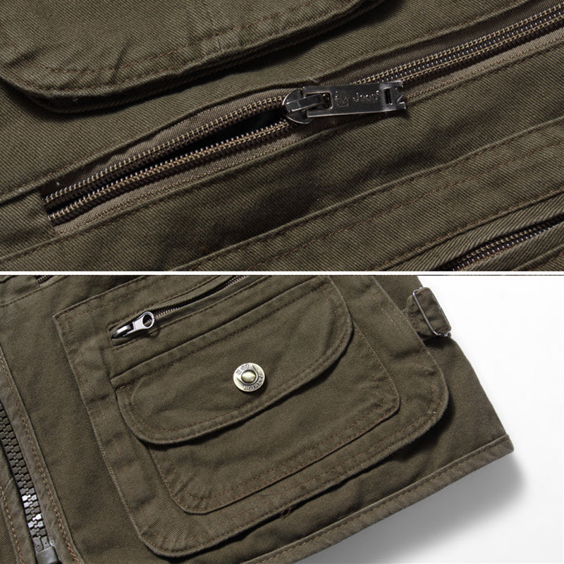 Gilet fonctionnel de la fermeture multiples à fermeture éclair en coton